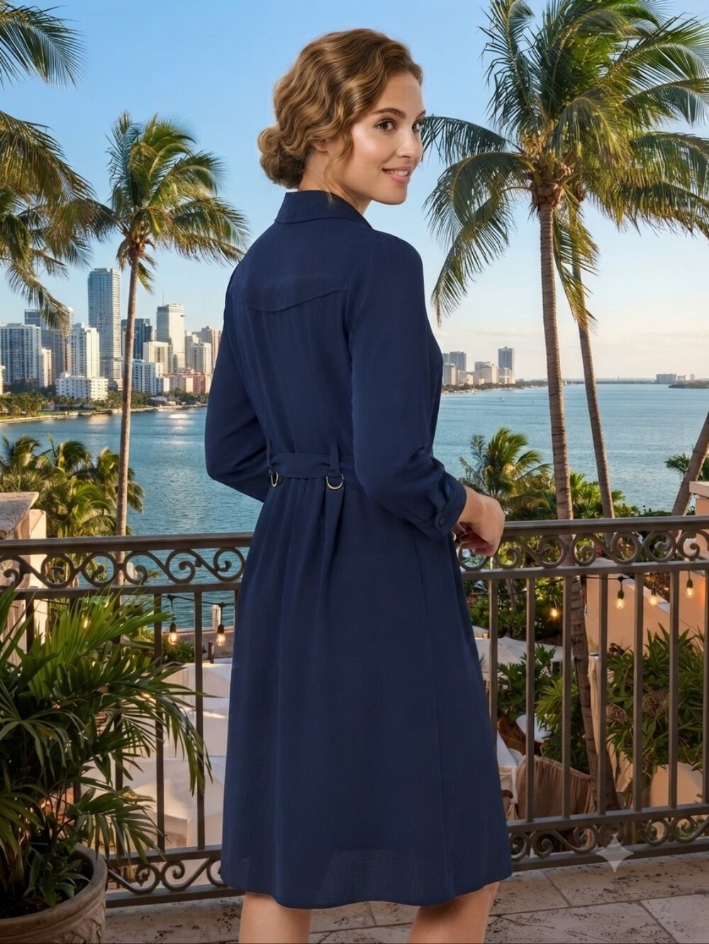 Burberry Silk MIDI Wrap Dress Size 6, navy